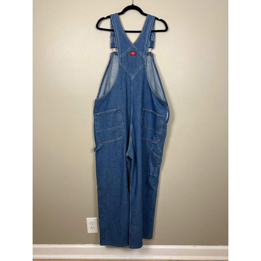 Dickies Men Denim Bib Overalls Medium Wash Indigo W4168E9 40x30 Workwear Regular - Picture 3 of 12